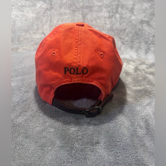 Ralph Lauren Orange Chino Embroidered Baseball Cap w/ Green Pony Logo - Picture 6 of 9